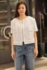  1.Áo tweed 2 túi ngực - xanh nhạt viền trắng 