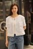  1.Áo tweed 2 túi ngực - xanh nhạt viền trắng 