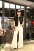  1.Áo tweed đen CDG viền trắng ngắn tay-logo túi ngực 