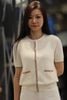  Áo CDG ngắn tay kem viền đỏ Burgundy 