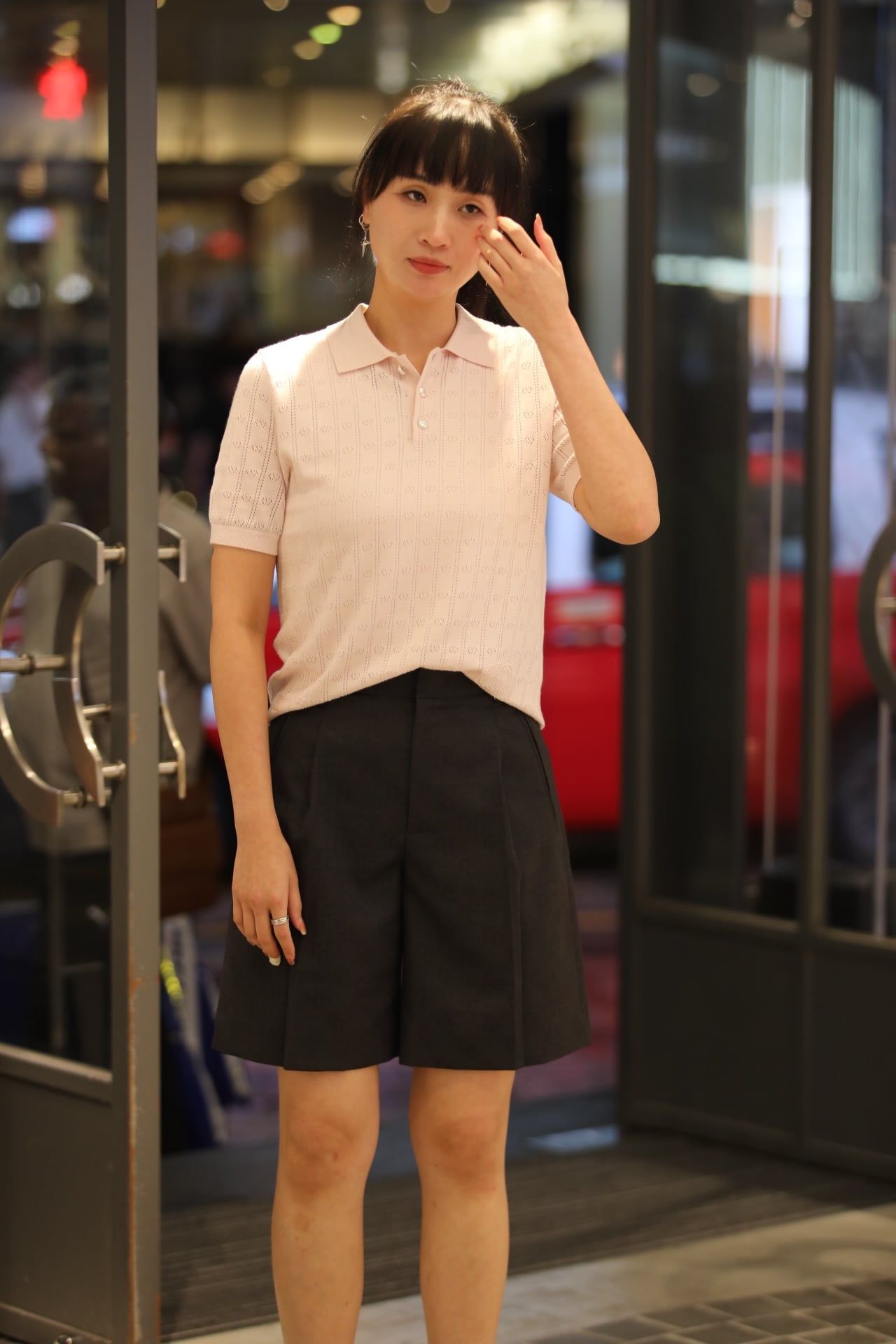  Áo polo hồng full logo, 3 cúc ngọc 