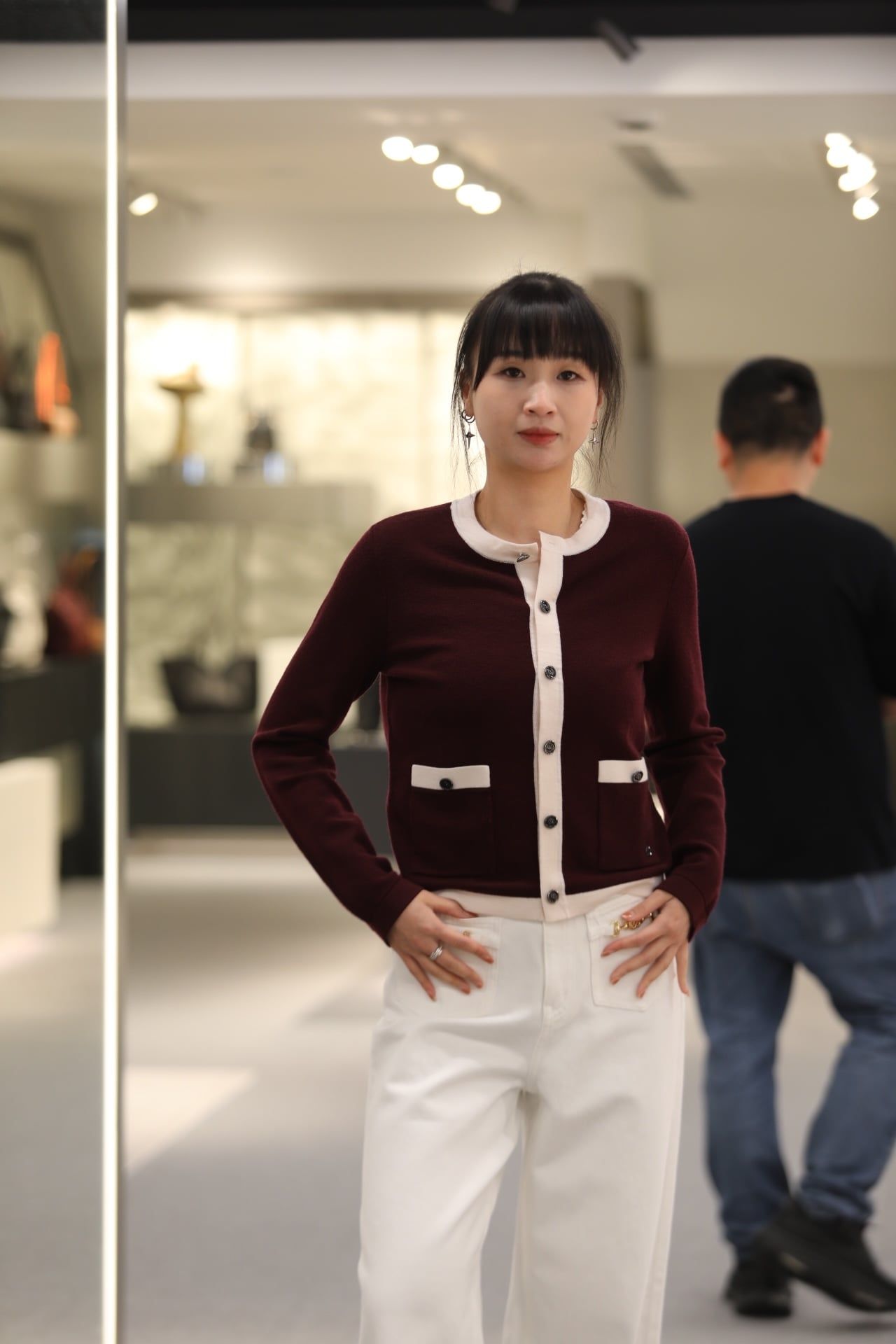  Áo CDG đỏ đô, viền hồng phấn 