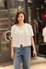  1.Áo tweed 2 túi ngực - xanh nhạt viền trắng 