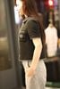  1.Áo tweed đen CDG viền trắng ngắn tay-logo túi ngực 