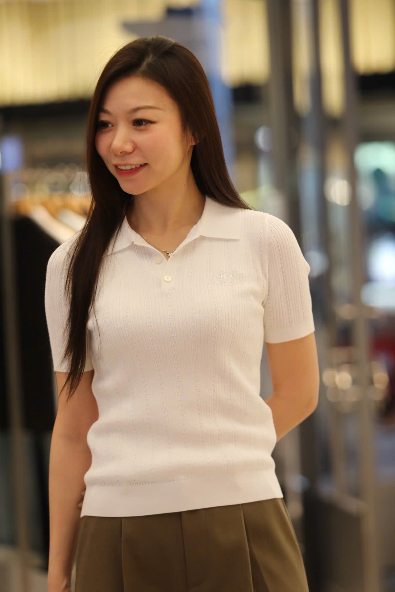  Áo Polo Trắng gân nổi 