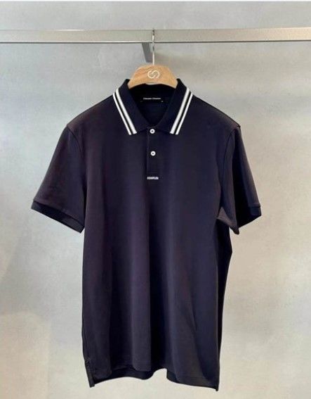  Áo polo xanh navy Nam CC - cổ viền trắng 