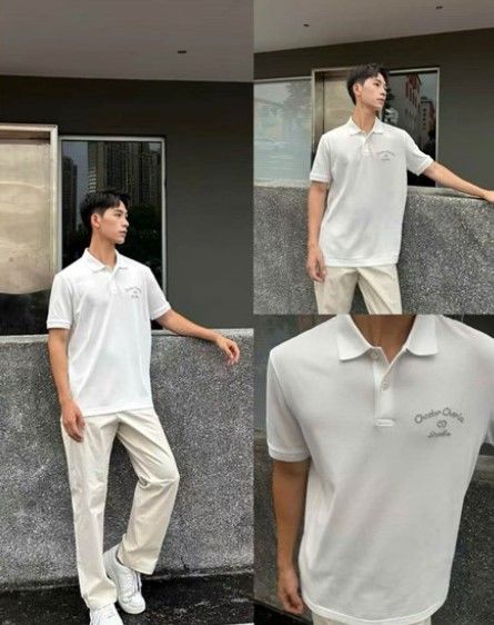  Áo polo trắng Nam CC, logo chữ Studio 1 bên 