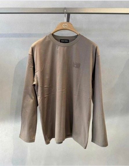  1.Áo thun dài tay nâu Nam CC, chữ ngực nổi 