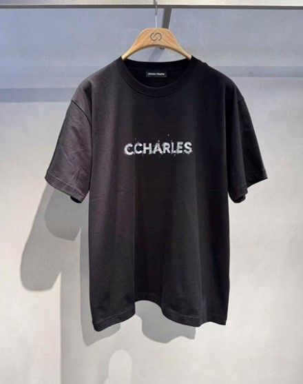  Áo phông đen Nam CC, chữ CC trắng ngực 