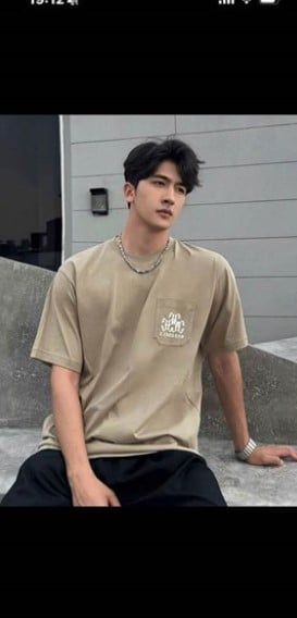  Áo Phông Nam be Túi ngực chữ logo 