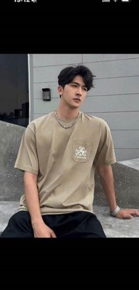  Áo Phông Nam be Túi ngực chữ logo 