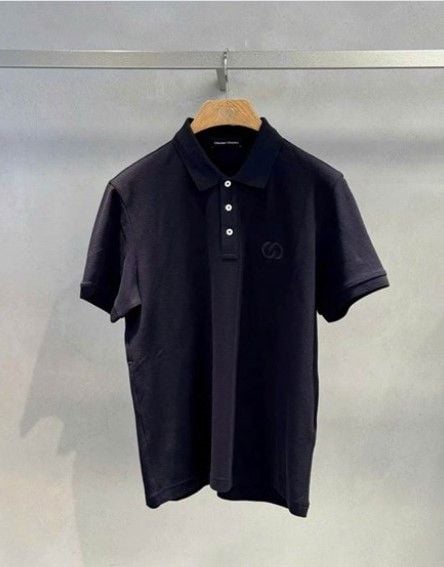  Áo polo navy Nam CC, logo xanh nổi 1 bên 