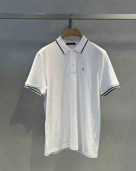  Áo polo trắng Nam CC- cổ viền đen chữ lồng 