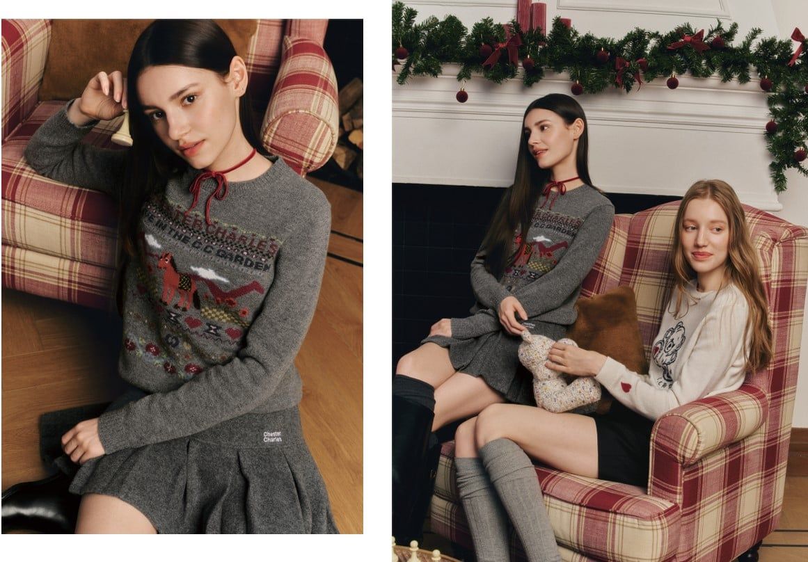  1.Áo len xám dài tay chú ngựa đỏ 