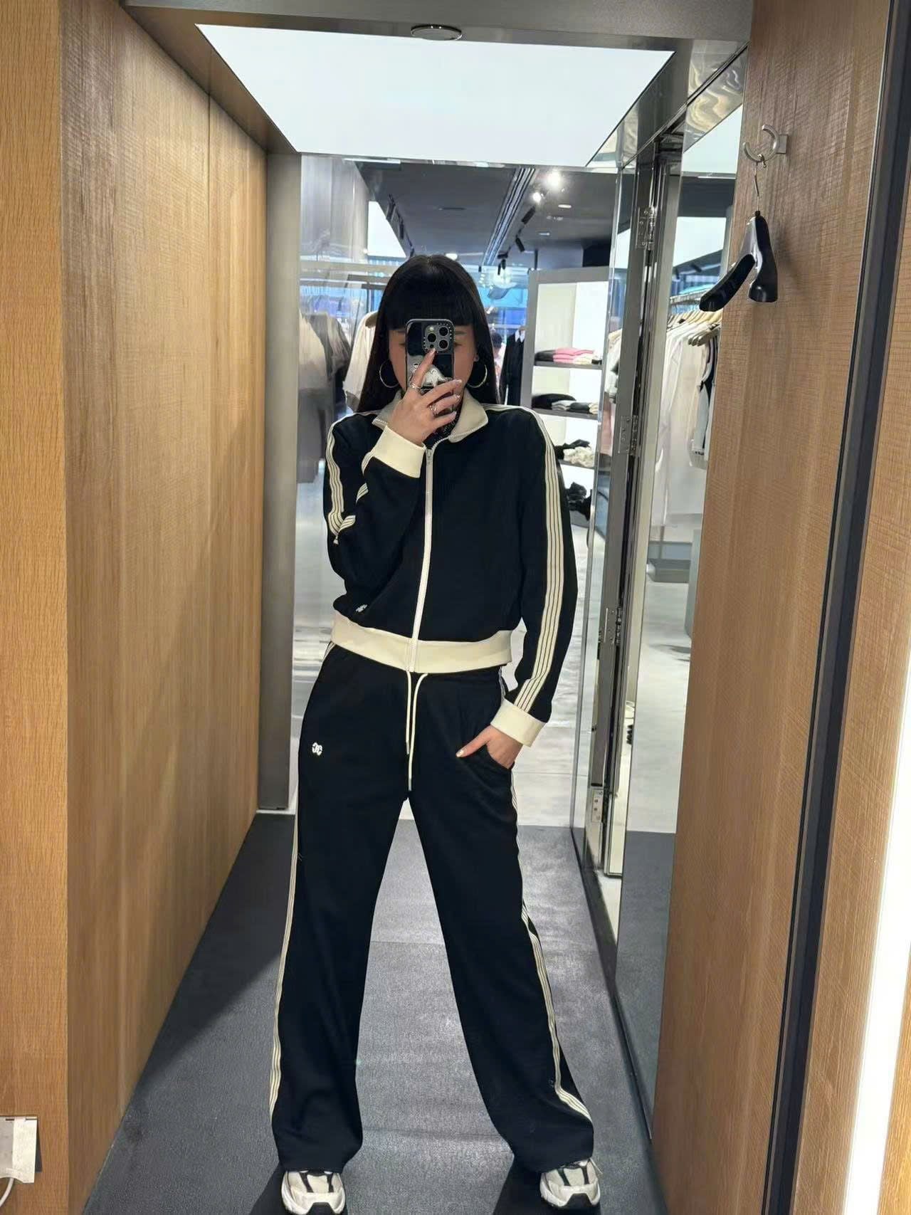  Bộ Áo khoác nỉ - 3 sọc và quần nỉ đen sọc trắng set 