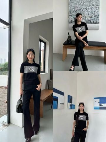  Quần jean đen ôm ống hơi vẩy 