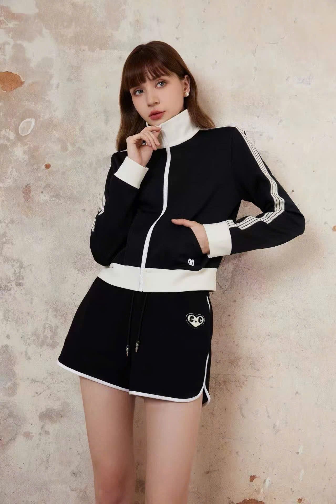  Bộ Áo khoác nỉ - 3 sọc và quần nỉ đen sọc trắng set 