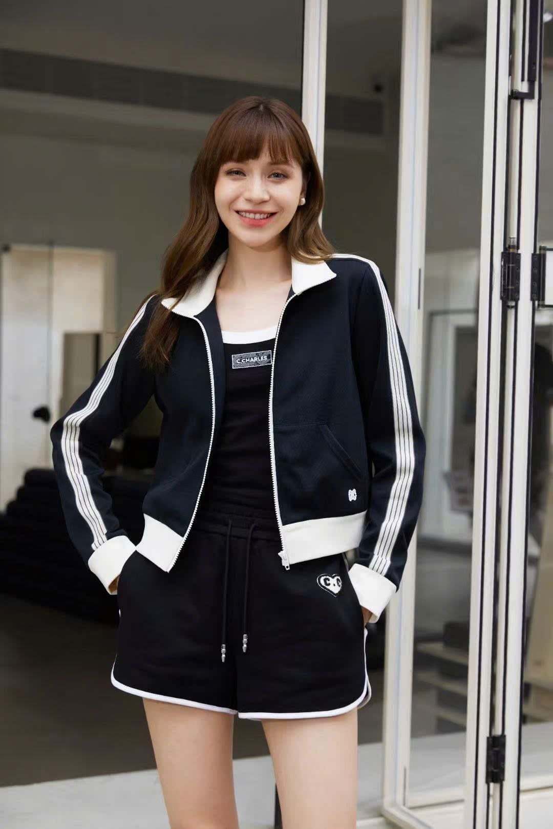  Bộ Áo khoác nỉ - 3 sọc và quần nỉ đen sọc trắng set 