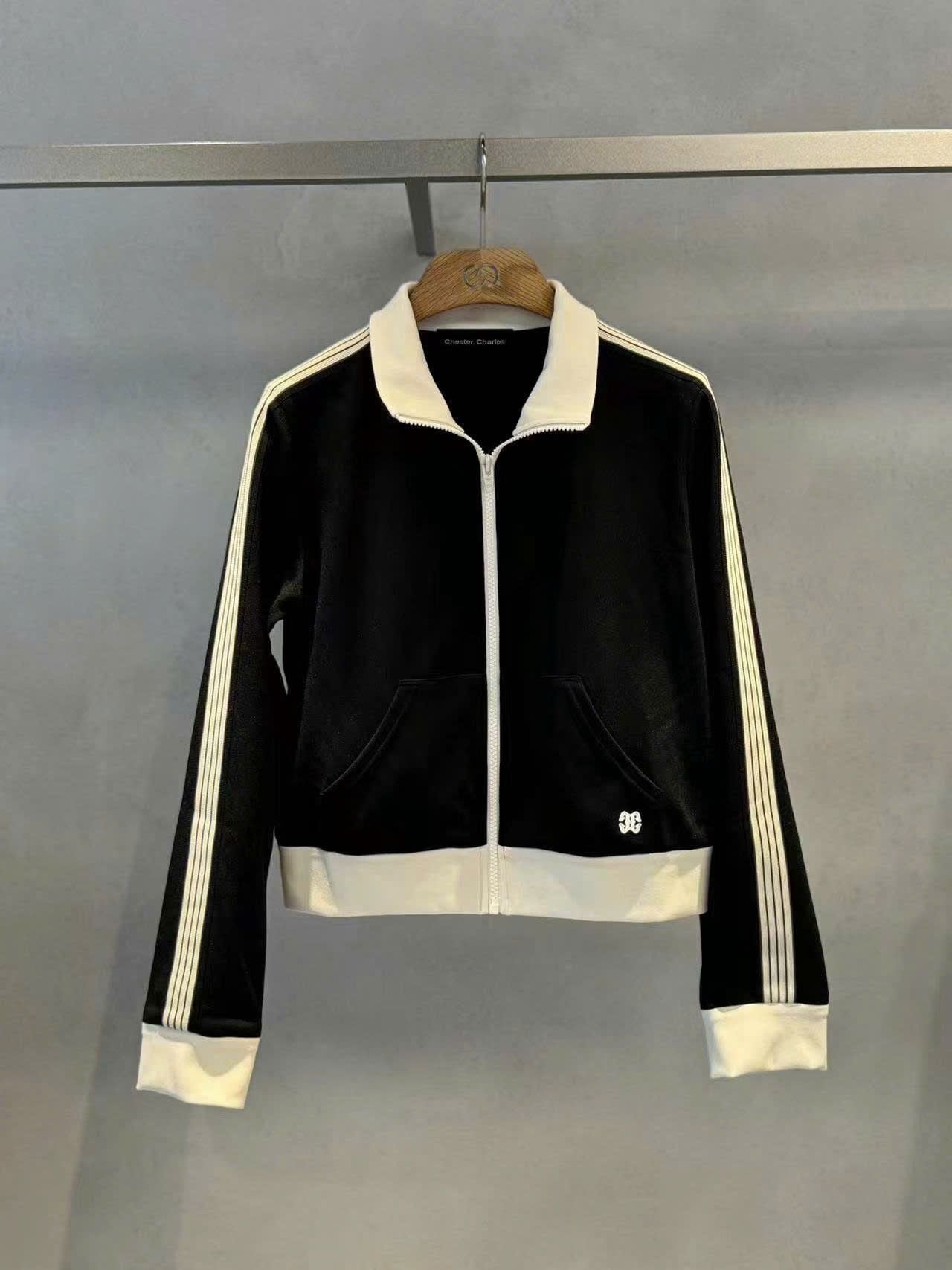  Bộ Áo khoác nỉ - 3 sọc và quần nỉ đen sọc trắng set 