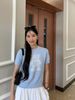  Áo xanh nhạt pastel ngắn tay logo nhỏ - gấu trắng 