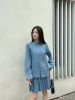  Áo khoác jean xanh cúc trắng (set) 
