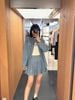  Bộ áo khoác jean cúc trắng và chân váy jean new set 
