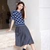  Chân váy xếp ly kèm belt kim loại - xám 