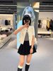  Áo CDG trắng ngắn tay 2 túi cúc đen 