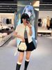 Áo CDG trắng ngắn tay 2 túi cúc đen 