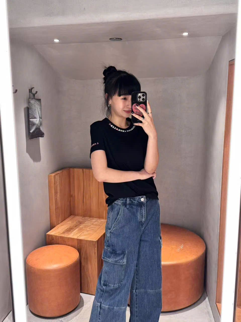  Quần jean túi hộp xanh đậm 