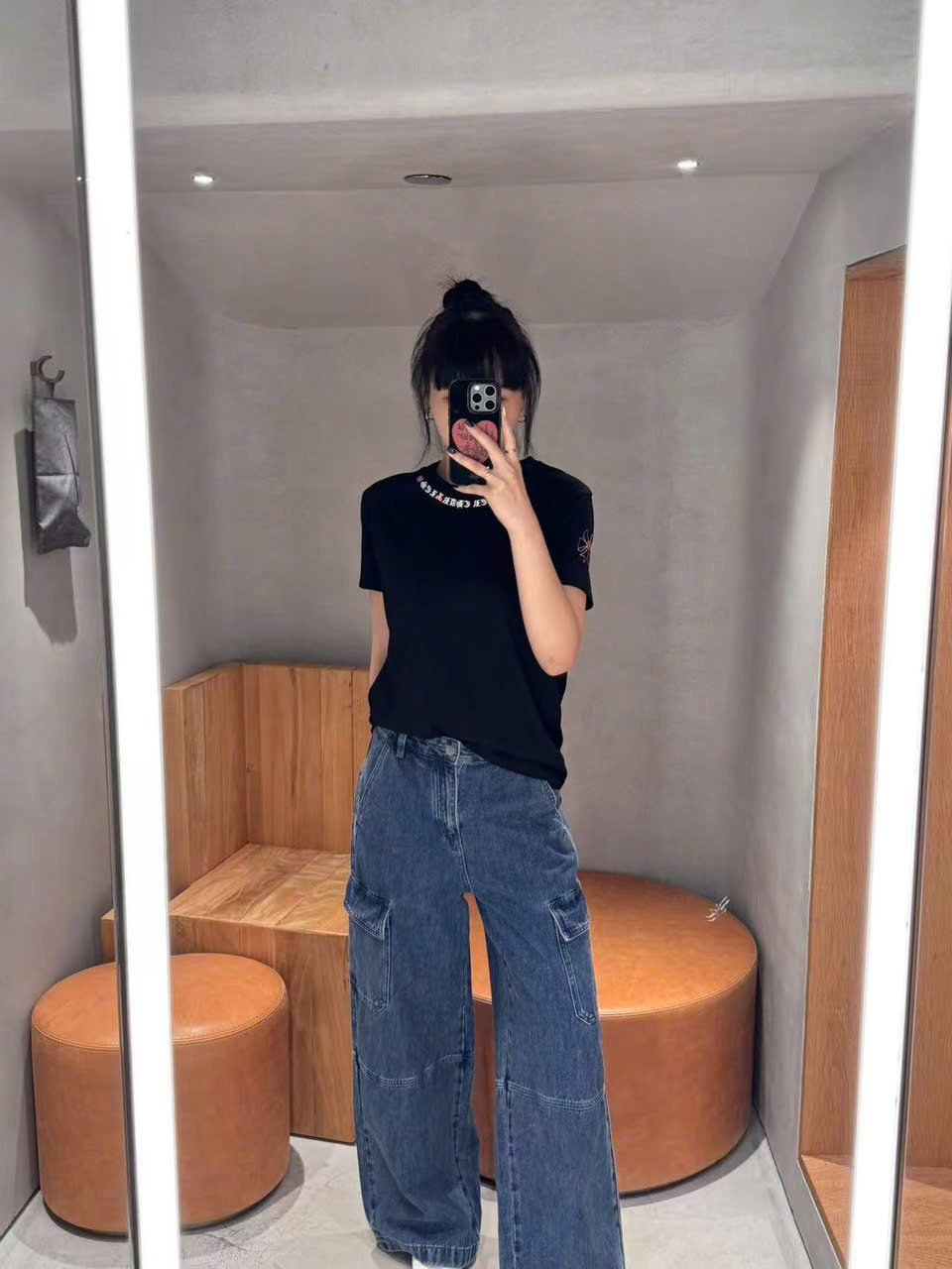  Quần jean túi hộp xanh đậm 