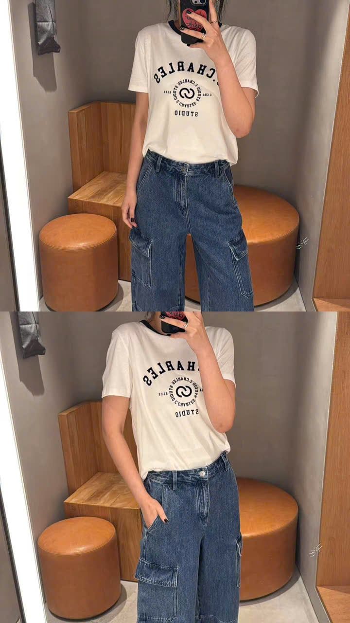  Quần jean túi hộp xanh đậm 