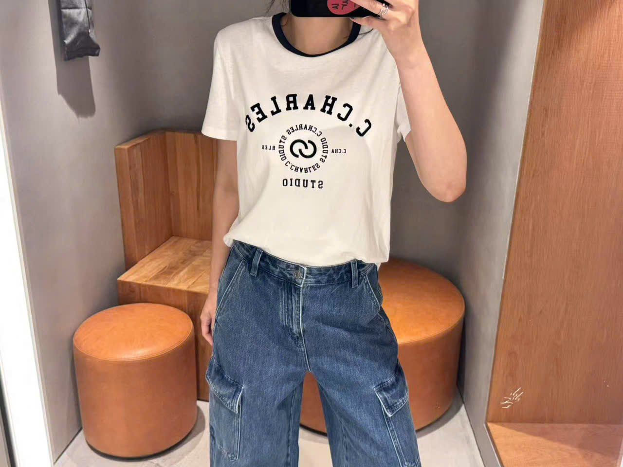  Quần jean túi hộp xanh đậm 