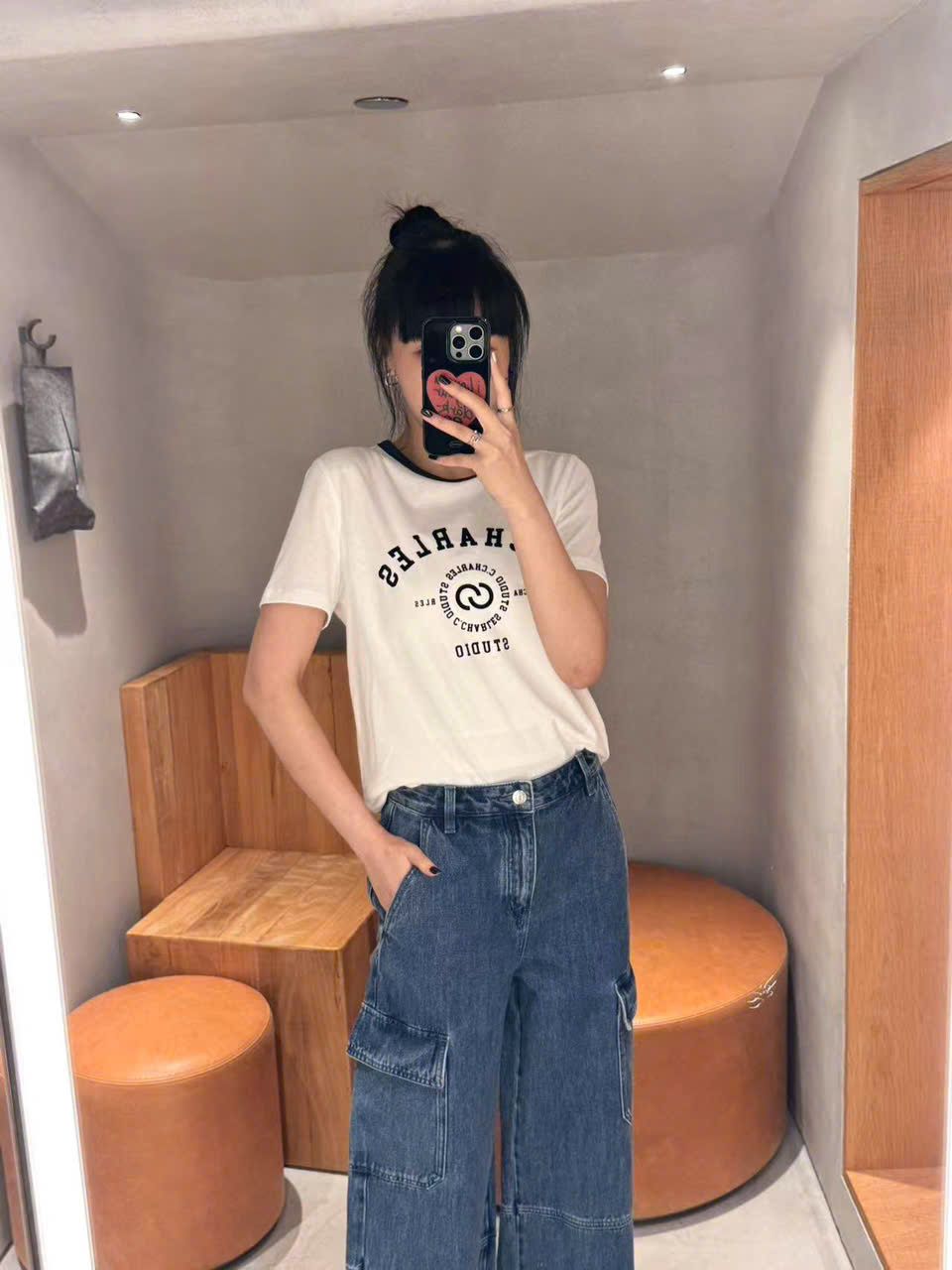  Quần jean túi hộp xanh đậm 