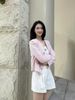  Áo tweed hồng ánh kim, cúc đính đá 