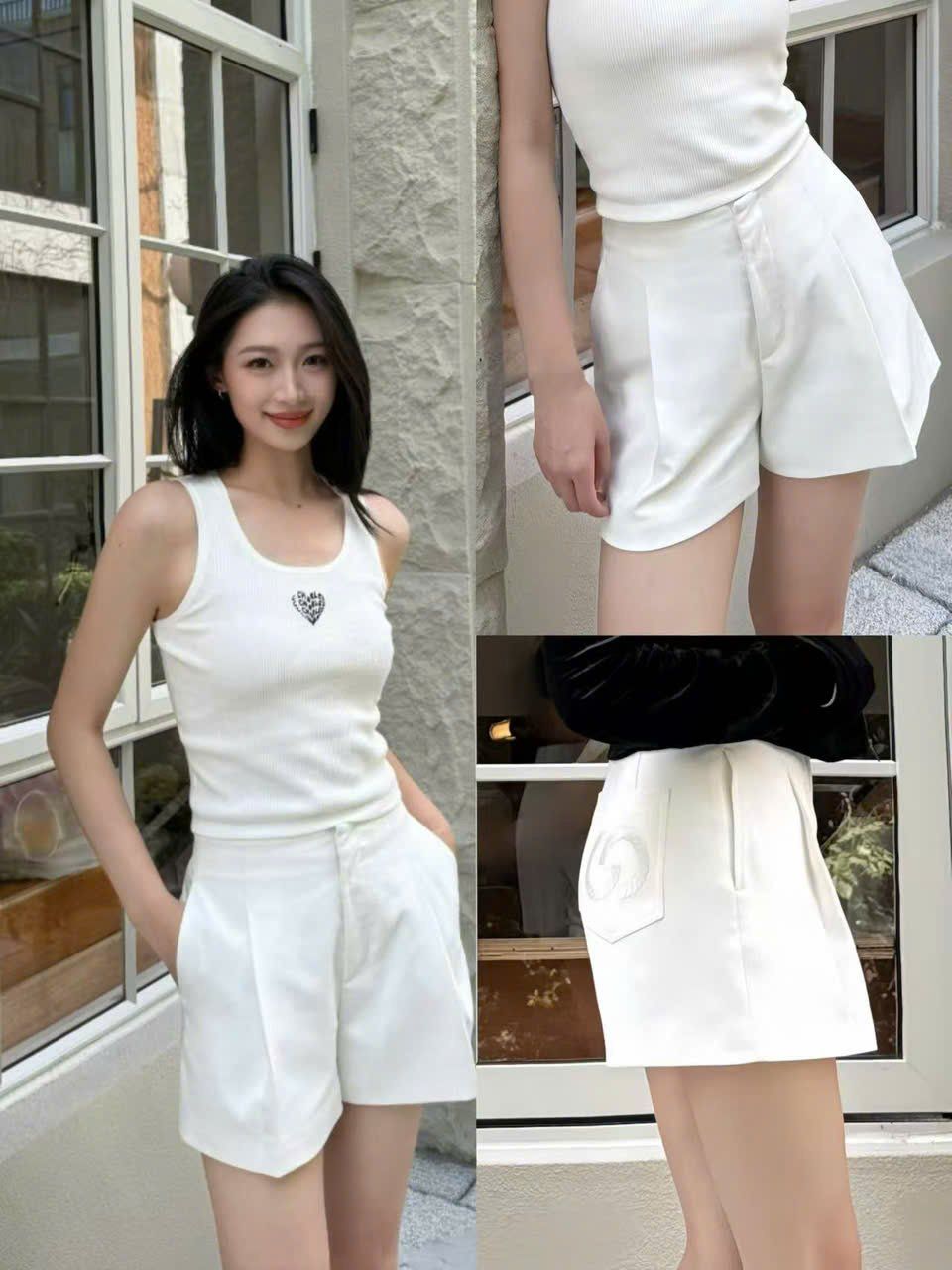  Áo tank top trắng tim ngực 