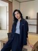  Bộ Áo sơ mi và quần vải cạp chun - Navy logo trắng set 