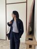  Bộ Áo sơ mi và quần vải cạp chun - Navy logo trắng set 