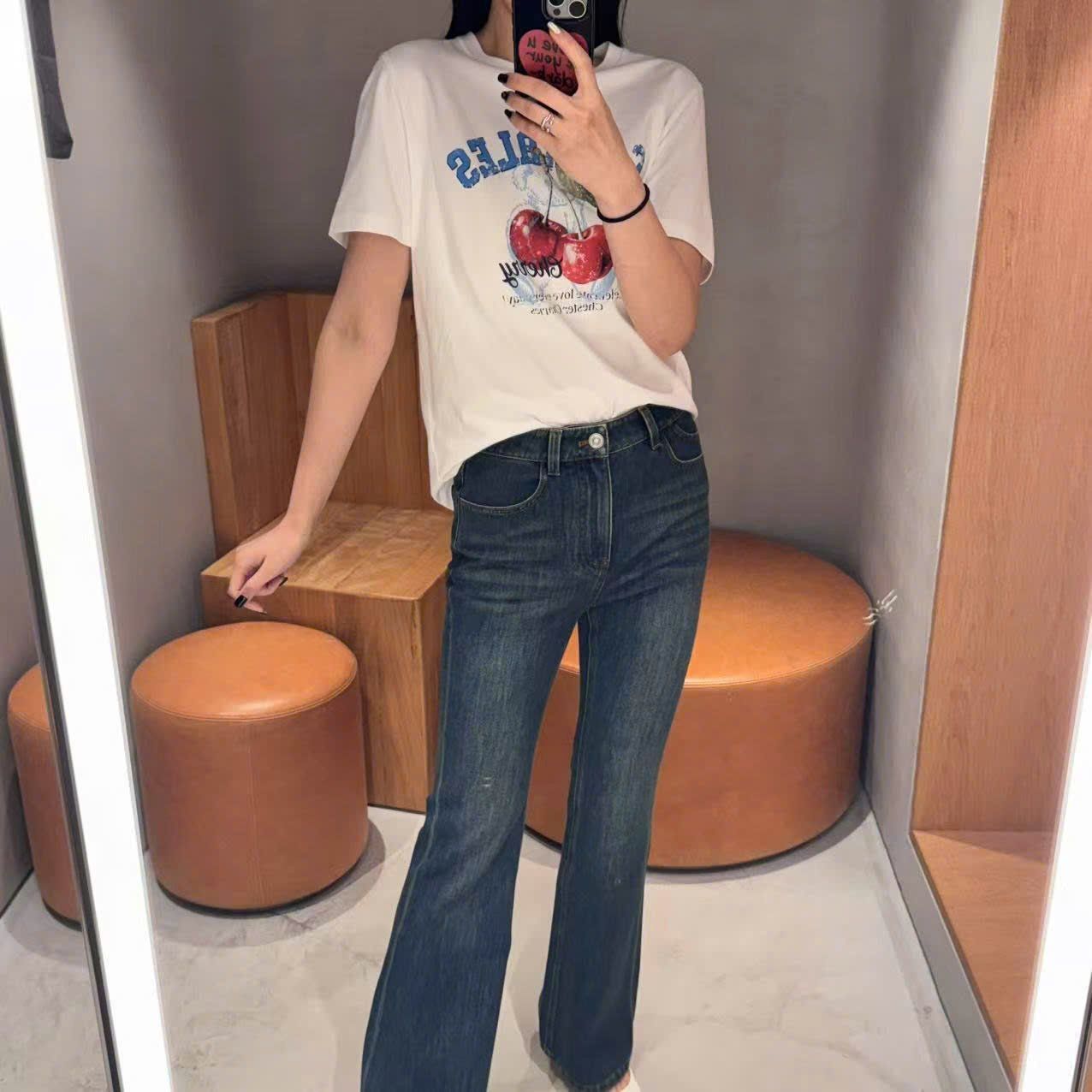  Quần jean loe mài xanh new SS25 
