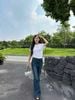  Quần jean loe mài xanh new SS25 
