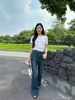  Quần jean loe mài xanh new SS25 