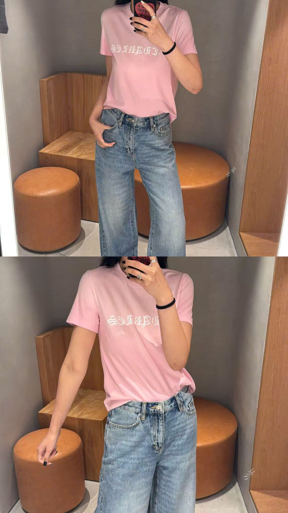  Áo phông hồng - chữ logo trắng 