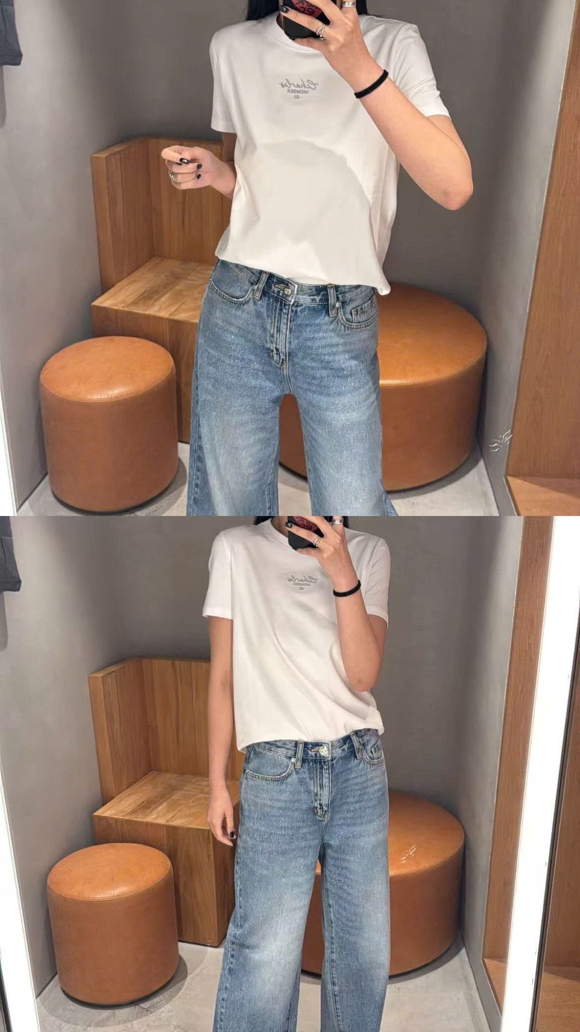  Áo phông trắng - chữ logo đen thêu 