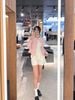  Áo tweed hồng ánh kim, cúc đính đá 