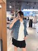  Áo khoác denim xanh nhiều túi full logo 