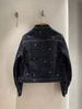  Áo khoác denim đen logo- 2 túi ngực 