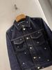  Áo khoác denim đen logo- 2 túi ngực 