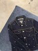  Áo khoác denim đen logo- 2 túi ngực 