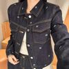  Áo khoác denim đen logo- 2 túi ngực 
