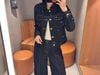  Áo khoác denim đen logo- 2 túi ngực 